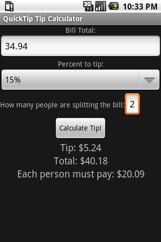 QuickTip Tip Calculator