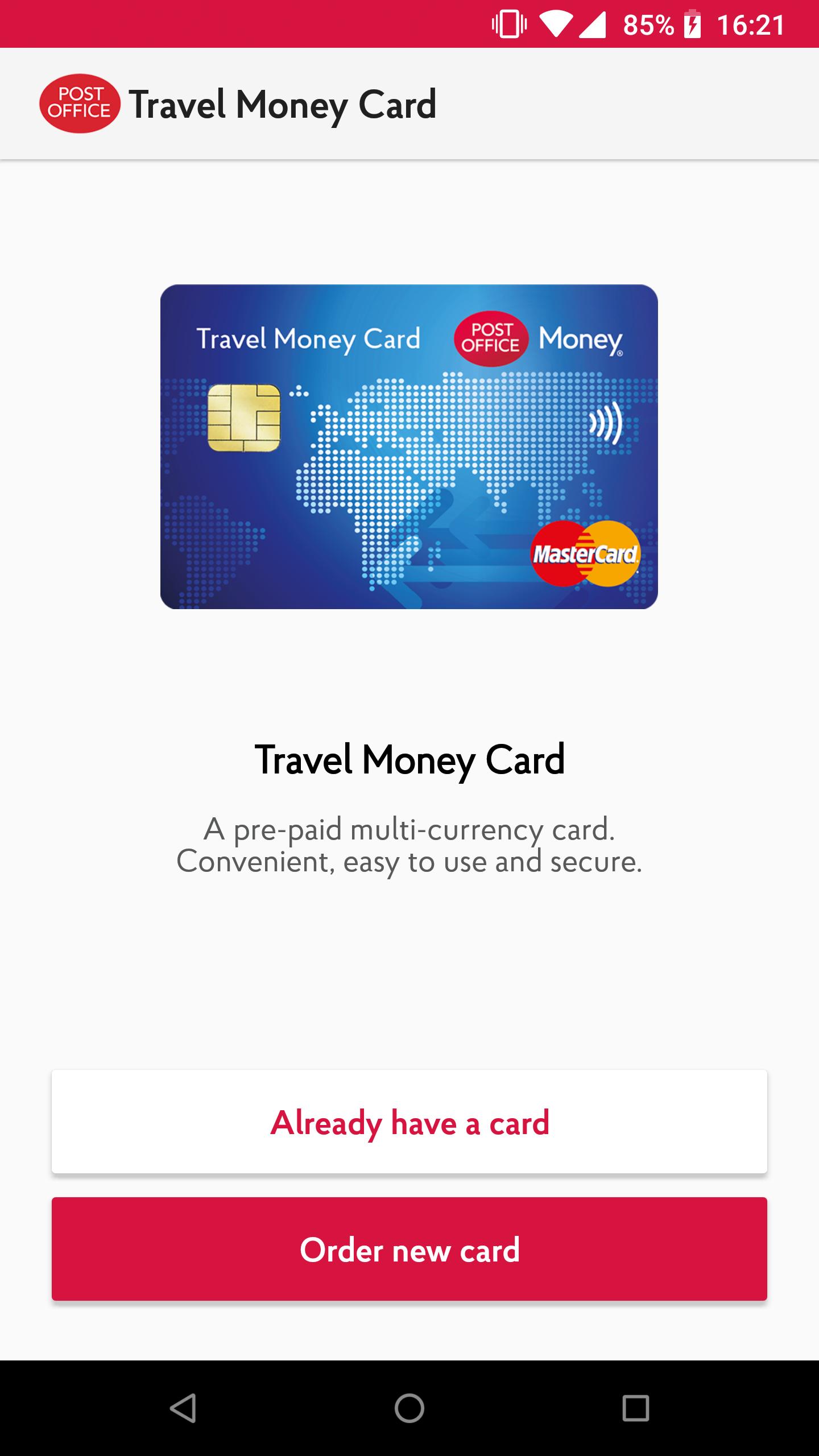 Post Office Travel Money Card