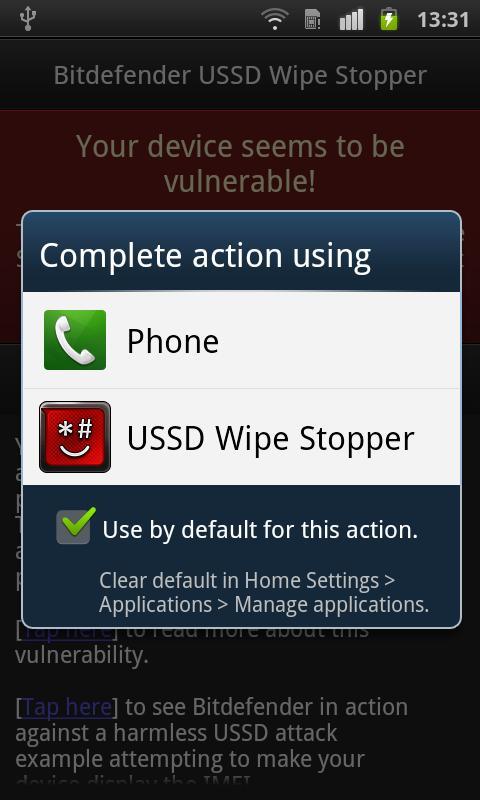 Bitdefender USSD Wipe Stopper