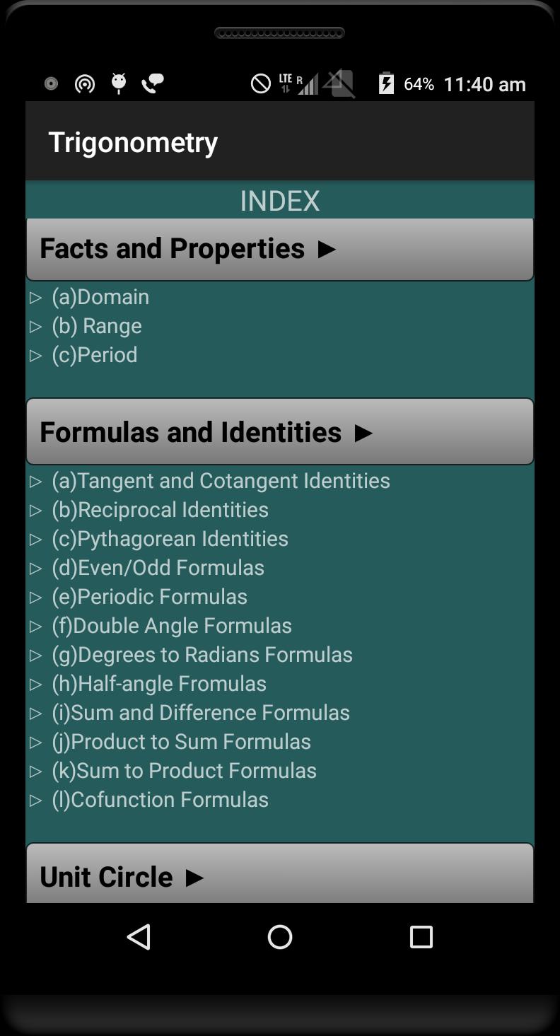 Trigonometry Quick Reference