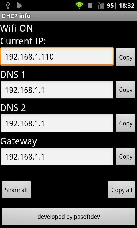 DHCP info