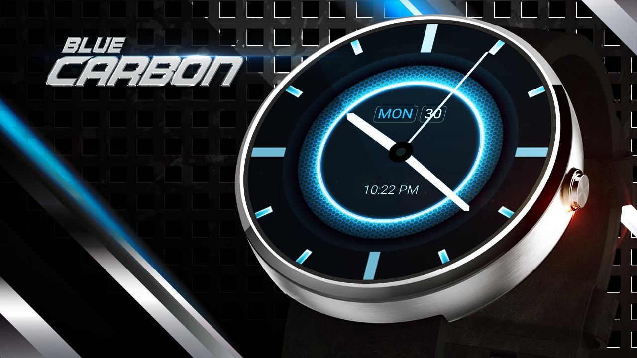 Blue Carbon Analog Watch Face