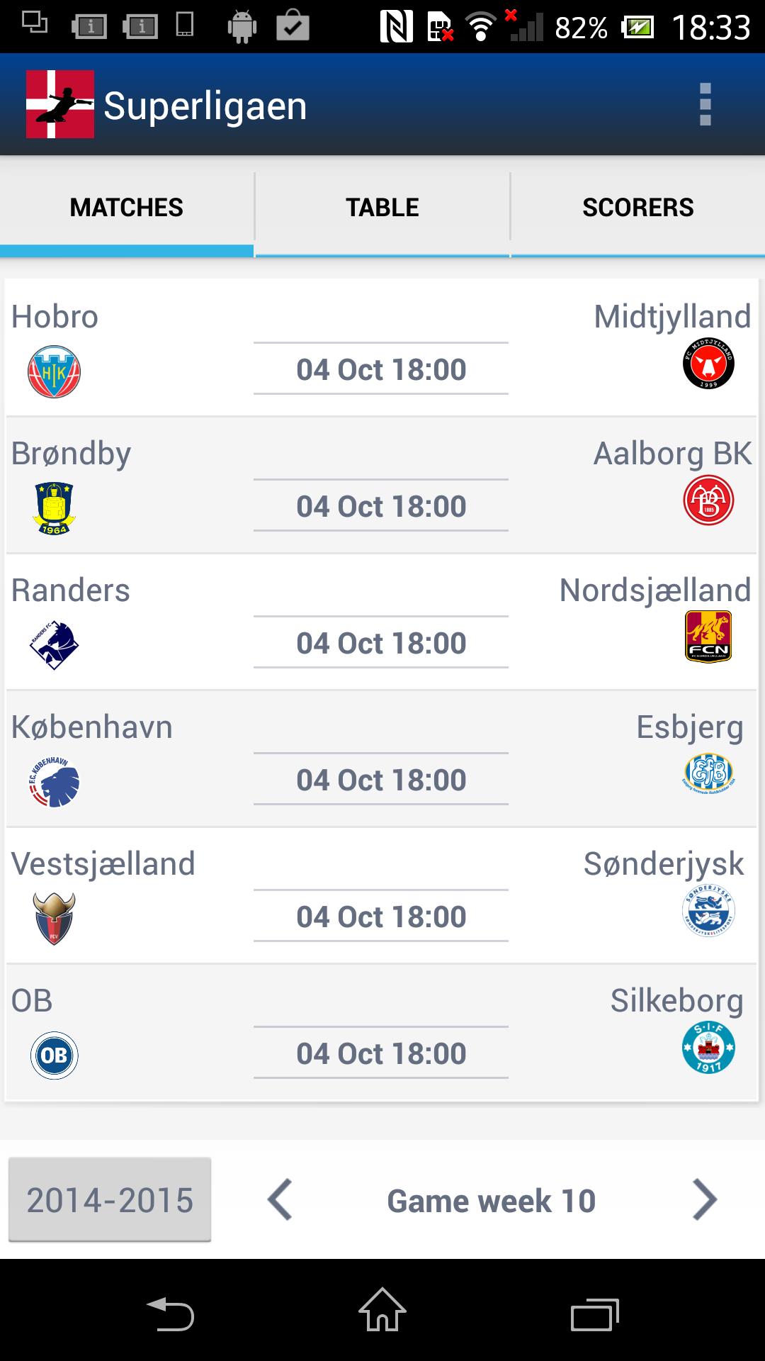 SUPERLIGAEN Dansk fodbold liga