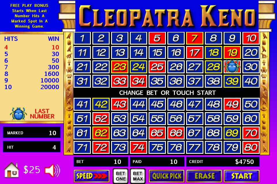 Cleopatra Keno - Big Bets